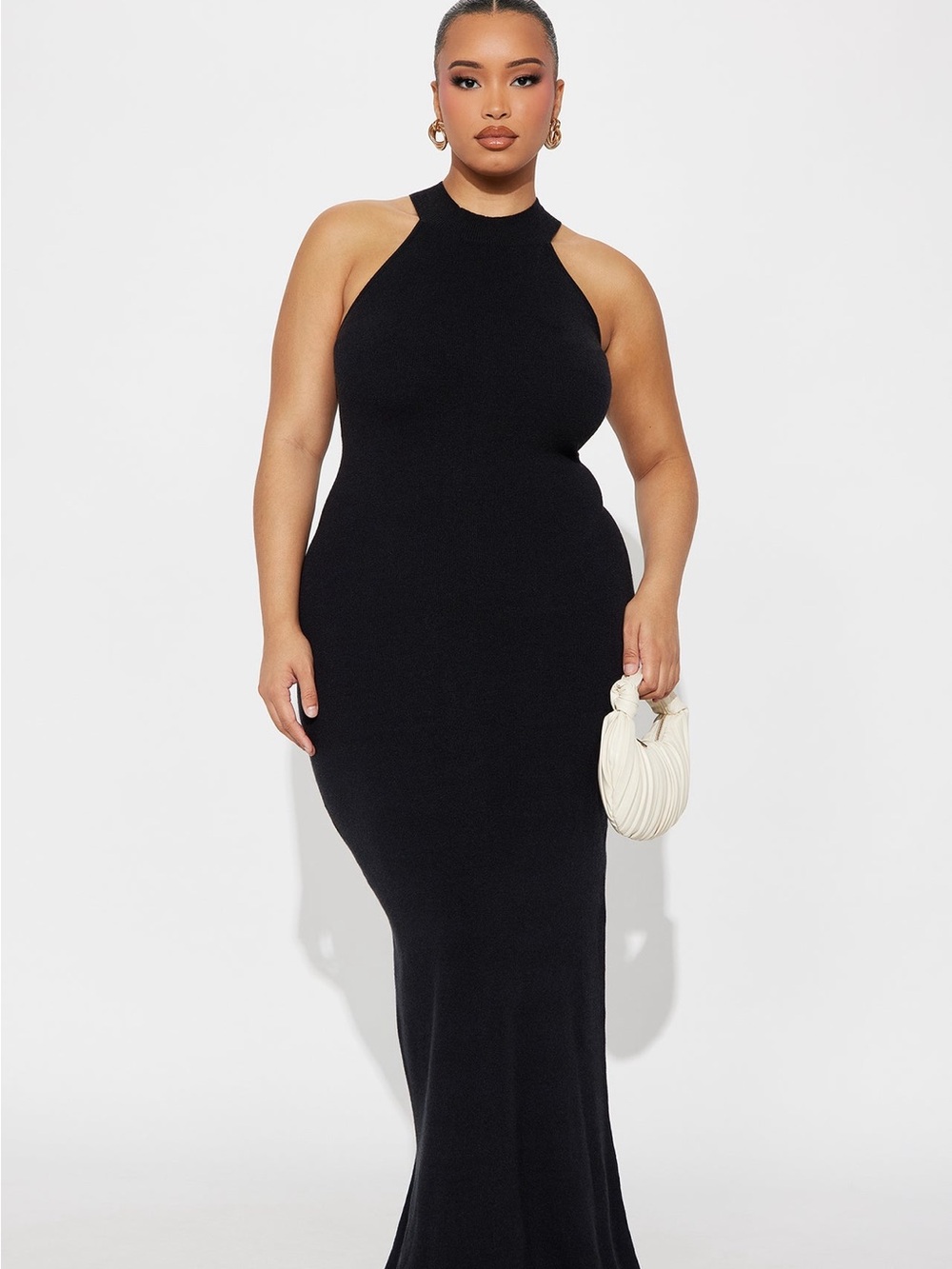 Fashion Nova Black Halter Maxi Dress - Sleek Evening Silhouette